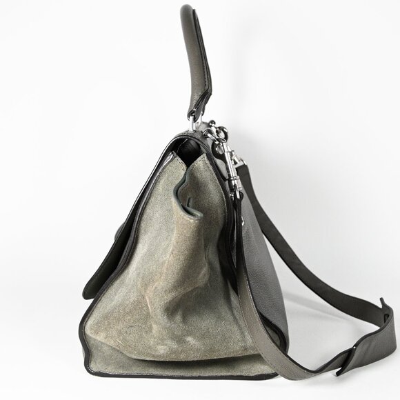 Celine Trapeze Leather 2-Way Handbag Turn-Lock front Closure Leather-Lined Sage - Picture 10 of 13